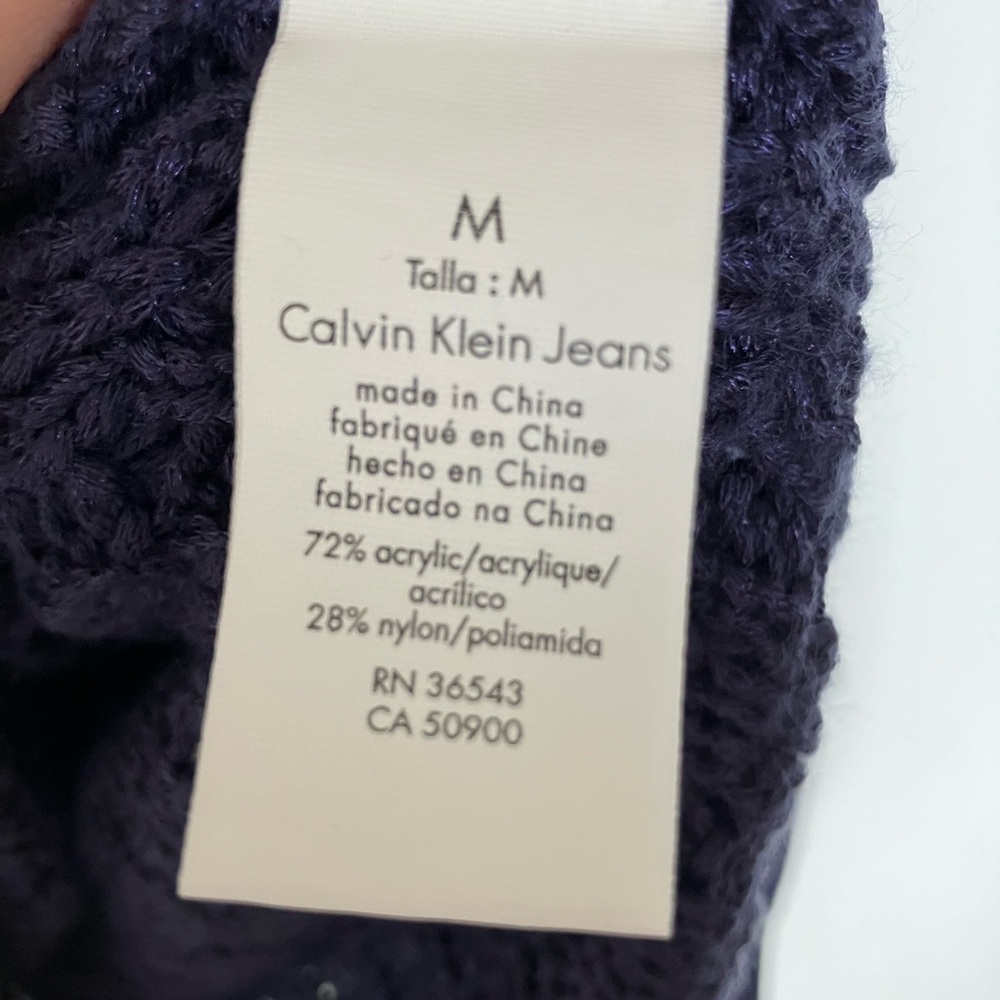 NWT Calvin Klein Sweater Women's knit purple blue crew top‎ shirt knitted medium - Picture 5 of 6